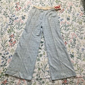 Vintage New With Tag Deadstock Vintage Flared Pants Blue Patterned 60s-70s